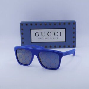 Gucci GG1570S 004 Square Sunglasses - Blue/Bronze & Blue with GG Pattern